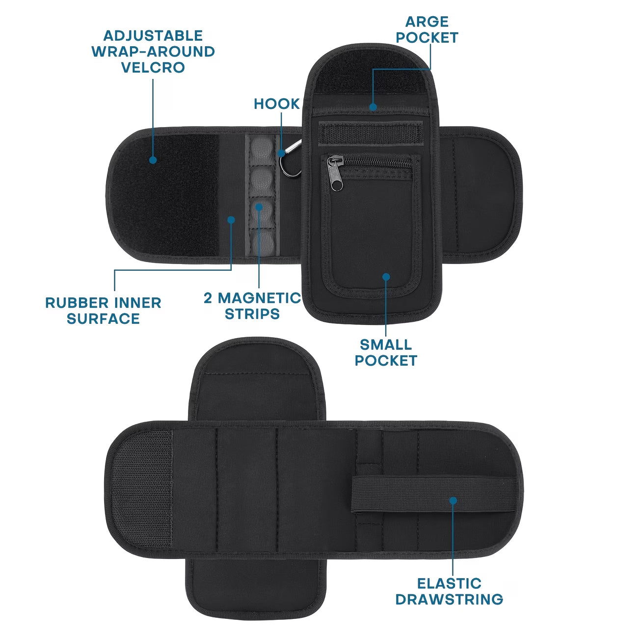 Magnetic Gym Water Bottle Sleeve (w/ Phone & Key Pocket)